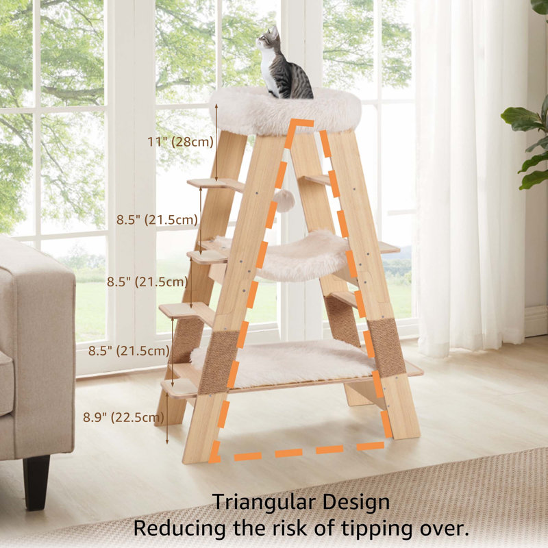 Picture of Corrigan Studio® Pyramid Cat Tree, 5-Level Wooden Cat Ladder | Wayfair